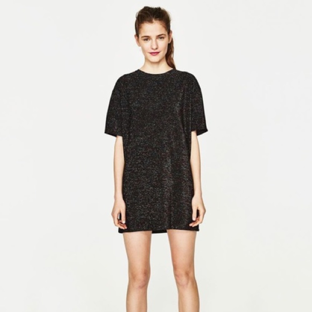 Zara Trafaluc Glitter Tshirt Mini Dress